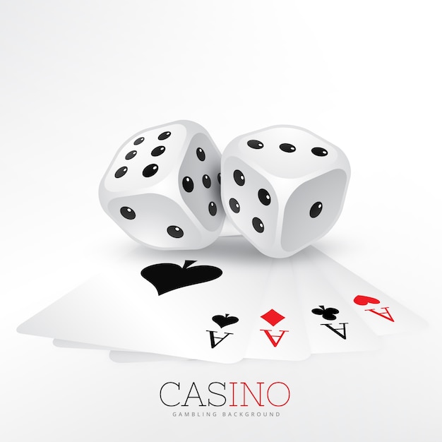 cartes à jouer de casino avec deux dés