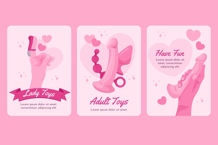 Vecteur gratuit cartes de jouets sexuels dessinés à la main