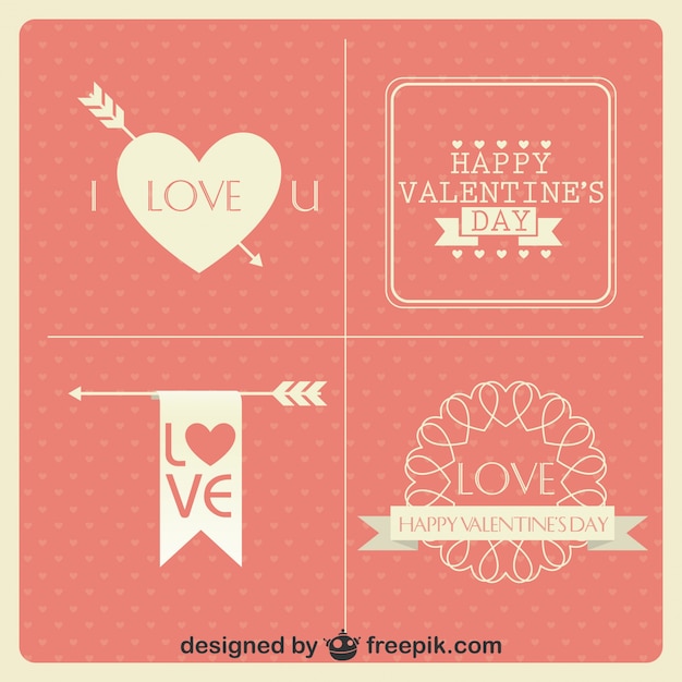 Cartes De Jour De Collection Vintage Design Minimaliste De Valentine