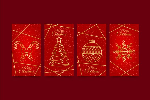 Cartes de Noël rouges et dorées
