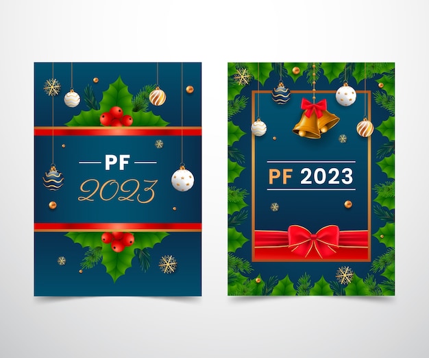 Vecteur gratuit cartes pf de noël réalistes