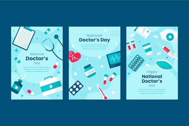 Vecteur gratuit cartes plates de la fête nationale des médecins