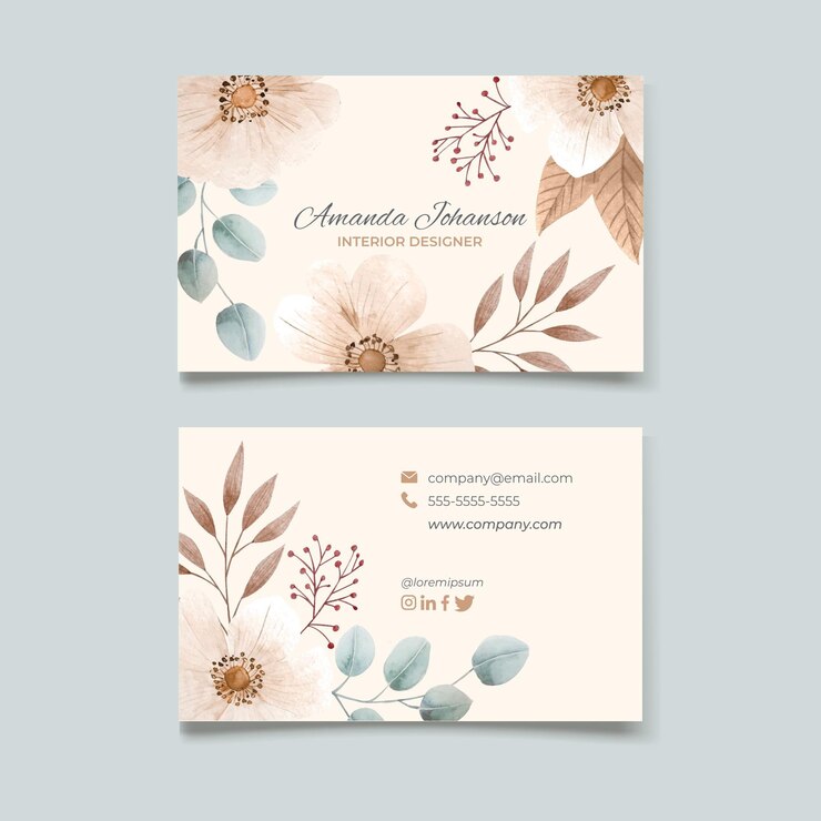 Vecteur gratuit cartes de visite horizontales aquarelle