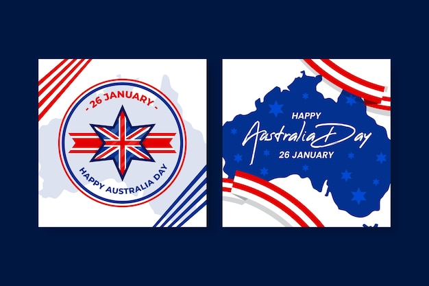 Vecteur gratuit cartes de voeux pour la fête de l'australie