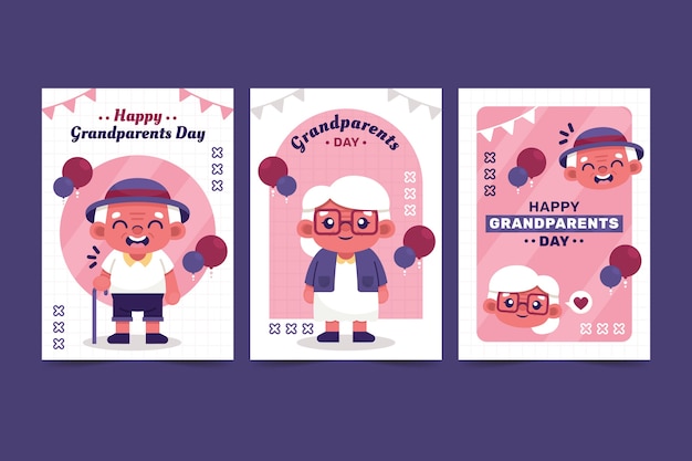 Cartes De Voeux Pour La Fête Des Grands-parents Design Plat