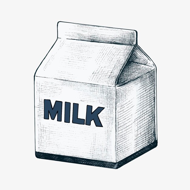Carton de lait dessiné à la main