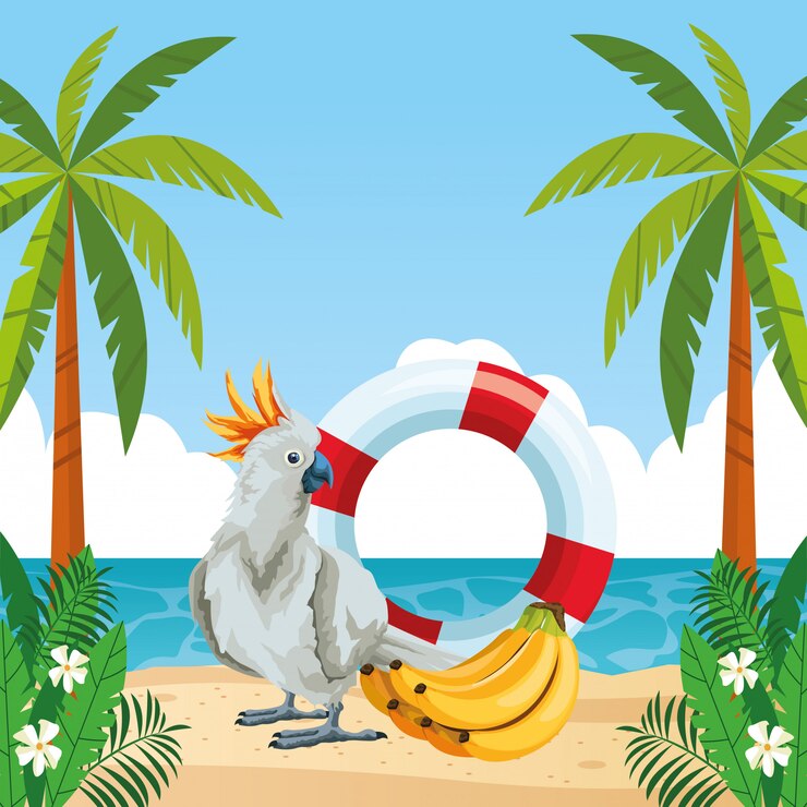Vecteur gratuit cartoon de plage d'été et de vacances