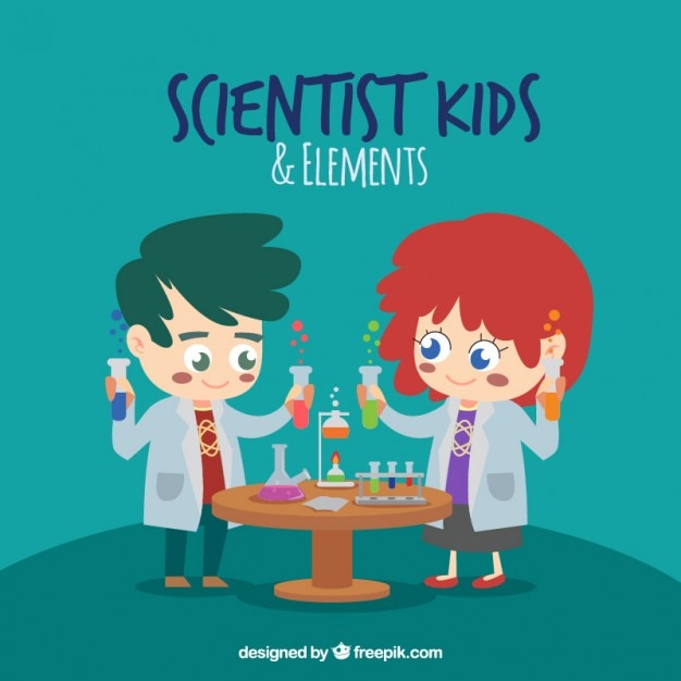 Vecteur gratuit cartoon scientifique enfants avec des éléments