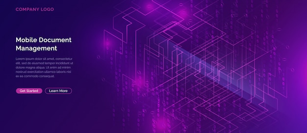 Cascade de Big Data, flux de code binaire numérique