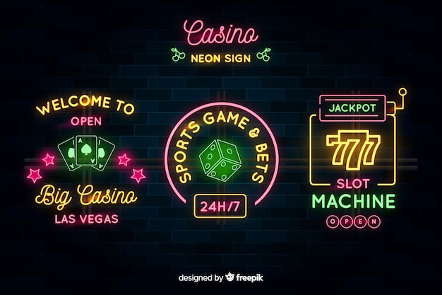 Vecteur gratuit casino néon signe collectio