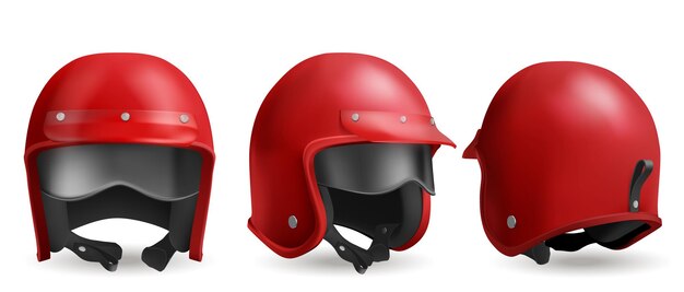 Casque de moto rouge avec lunettes, couvre-chef de motard