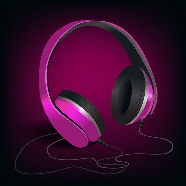 Casque rose sur violet