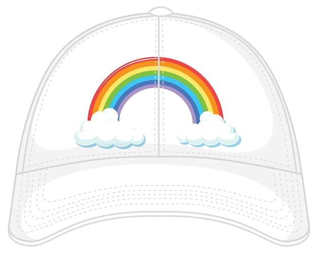 Vecteur gratuit une casquette blanche à motif arc-en-ciel