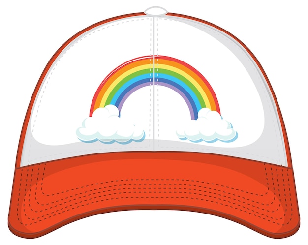 Vecteur gratuit une casquette orange à motif arc-en-ciel