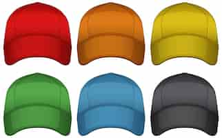 Vecteur gratuit casquettes de six couleurs différentes