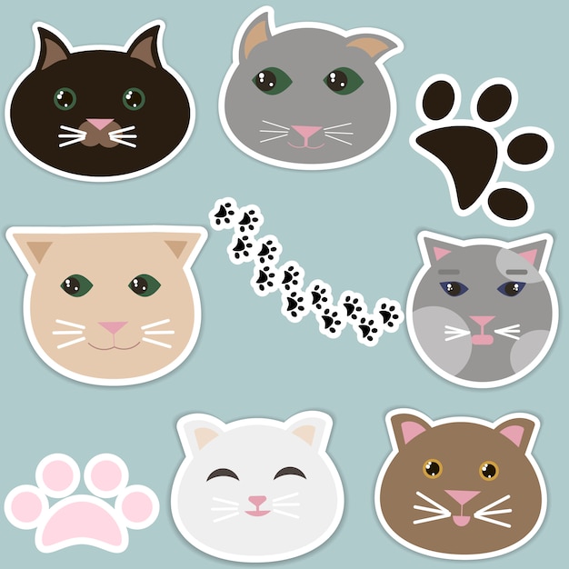 Vecteur gratuit cat face collection