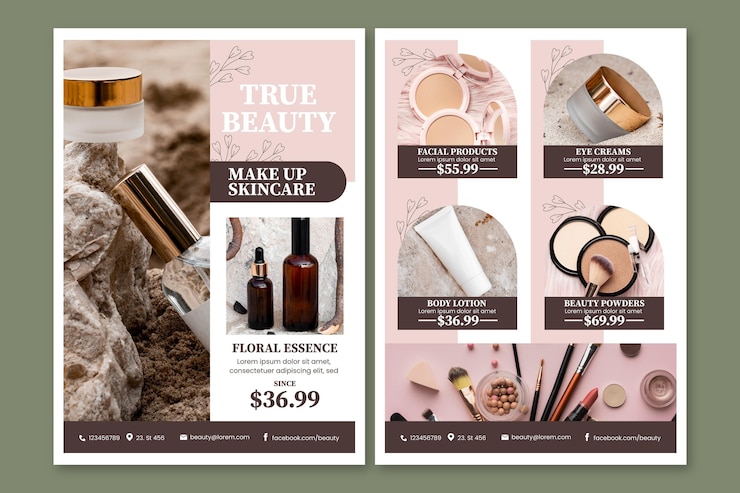Vecteur gratuit catalogue de produits de beauté en dégradé de couleurs