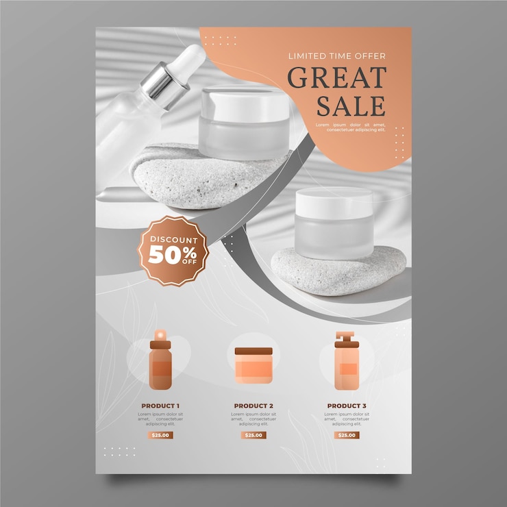 Vecteur gratuit catalogue de produits de beauté dégradé avec photo