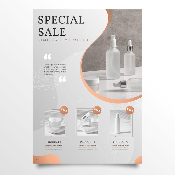 Vecteur gratuit catalogue de produits de beauté dégradé avec photo