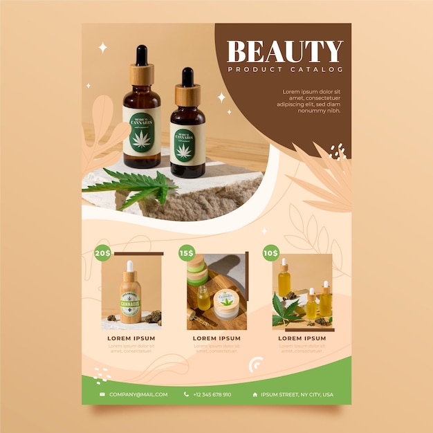 Vecteur gratuit catalogue de produits de beauté pour différents cosmétiques