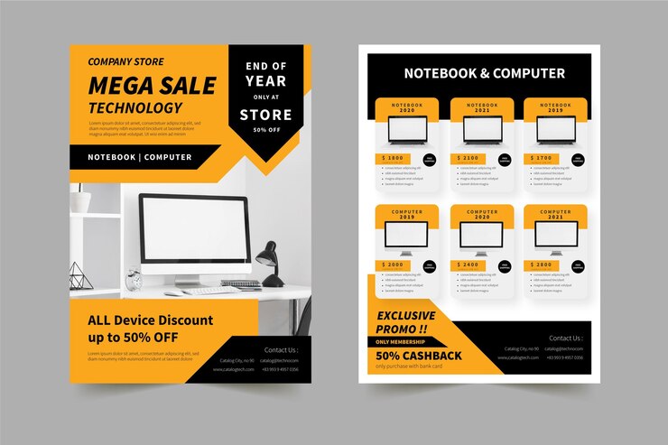 Vecteur gratuit catalogue de produits de technologie plate