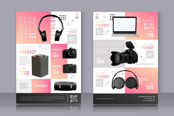 Vecteur gratuit catalogue de produits technologiques dégradés créatifs