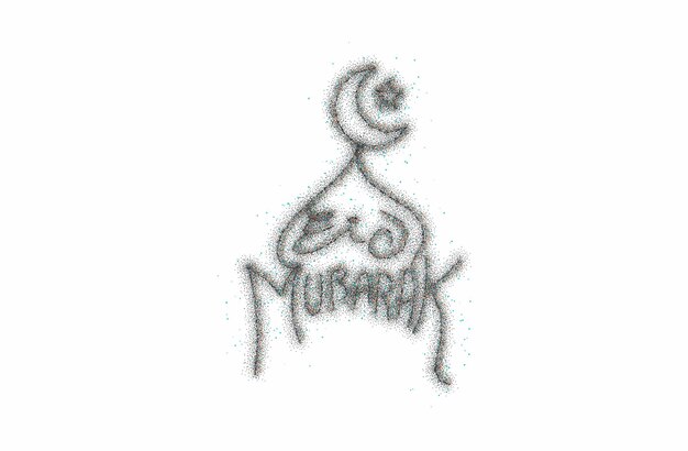 Célébration de l'Aïd Moubarak- Mosquée Particle Art Vector illustration.