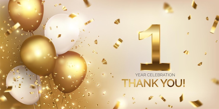 Vecteur gratuit célébration d'anniversaire avec des ballons dorés
