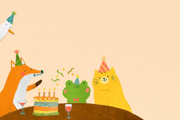 Vecteur gratuit célébration d'anniversaire doodle animal