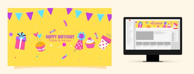 Vecteur gratuit célébration d'un anniversaire sur youtube