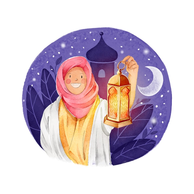 Célébration Du Ramadan Aquarelle