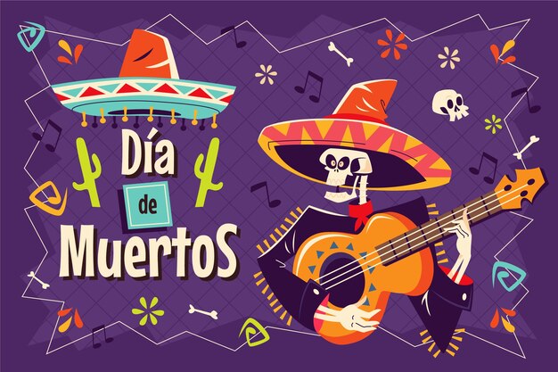 Vecteur gratuit célébration de fond plat dia de muertos