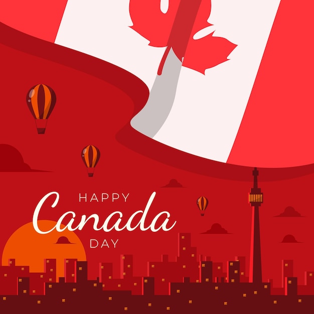 Célébrer Le Design Plat De La Fête Du Canada