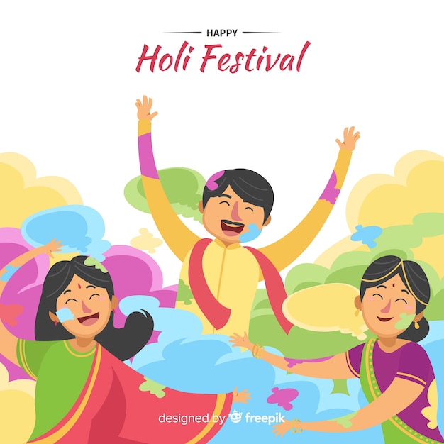 Vecteur gratuit célébrer les gens holi festival fond