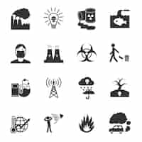 Vecteur gratuit centrale nucléaire icons collection