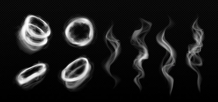 Vecteur gratuit cercle de fumée de vape de narguilé et effet de vecteur de tornade