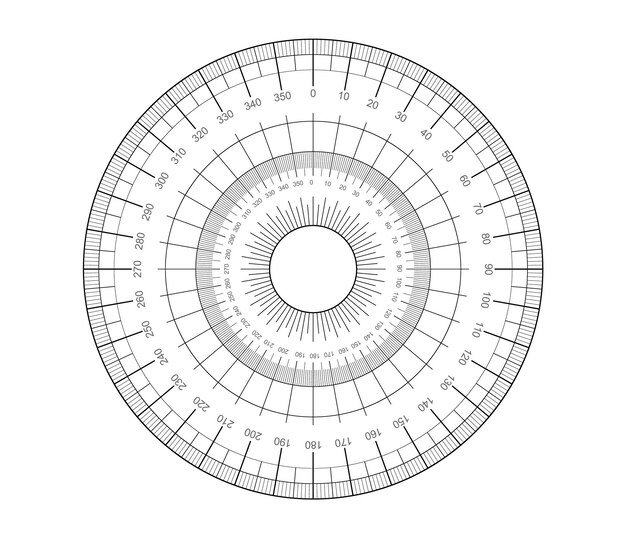Cercle de mesure isolé Angle de mesure du degré du cercle de contour