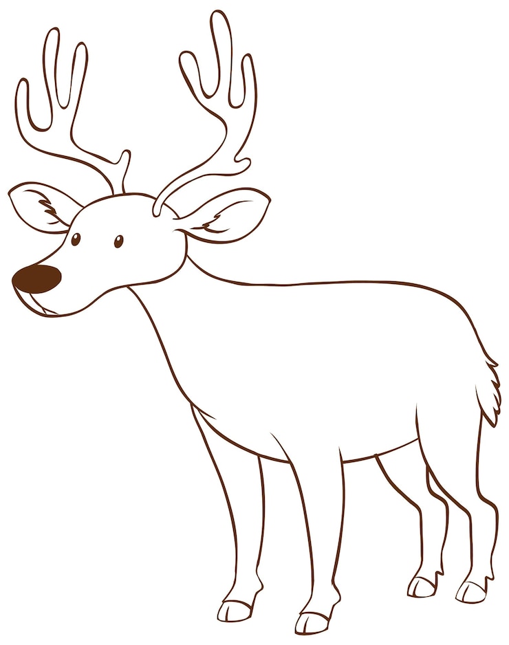 Vecteur gratuit cerf dans un style simple doodle sur fond blanc
