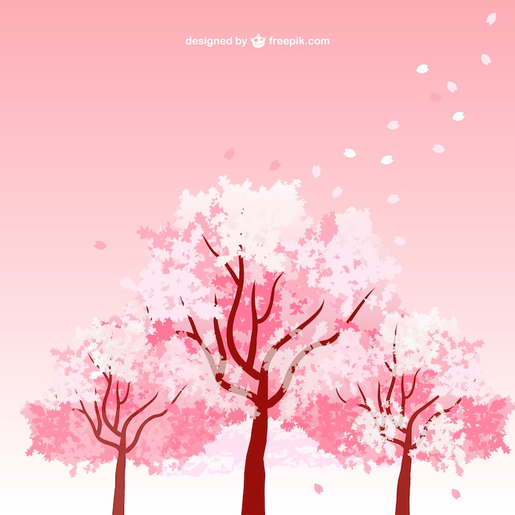 Vecteur gratuit cerisiers en fleurs