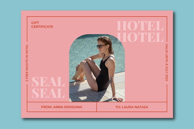 Certificat-cadeau élégant Et Moderne De Nuits D'hôtel