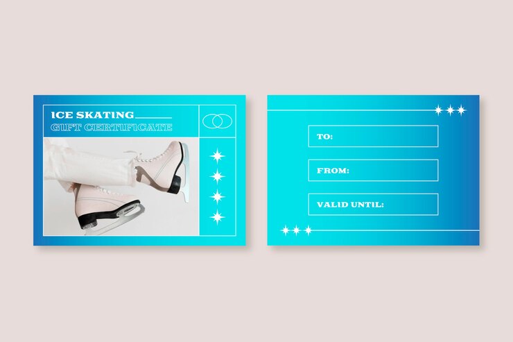 Vecteur gratuit certificat-cadeau patinage moderne