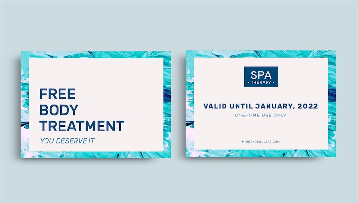 Vecteur gratuit certificat-cadeau de séances de bien-être minimalistes abstraites