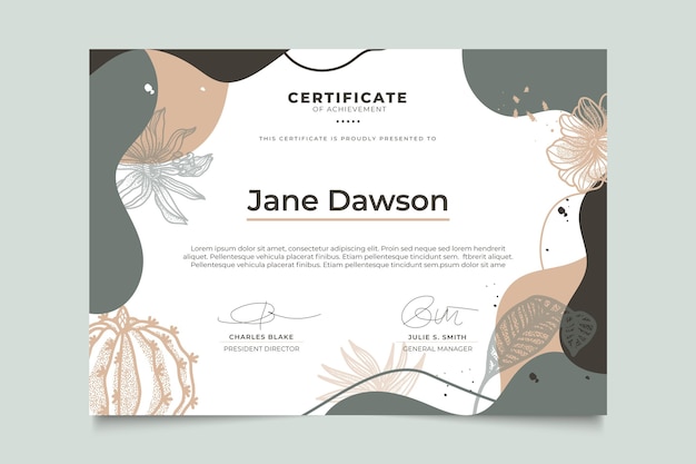 Certificat Floral Avec Modèle De Feuilles