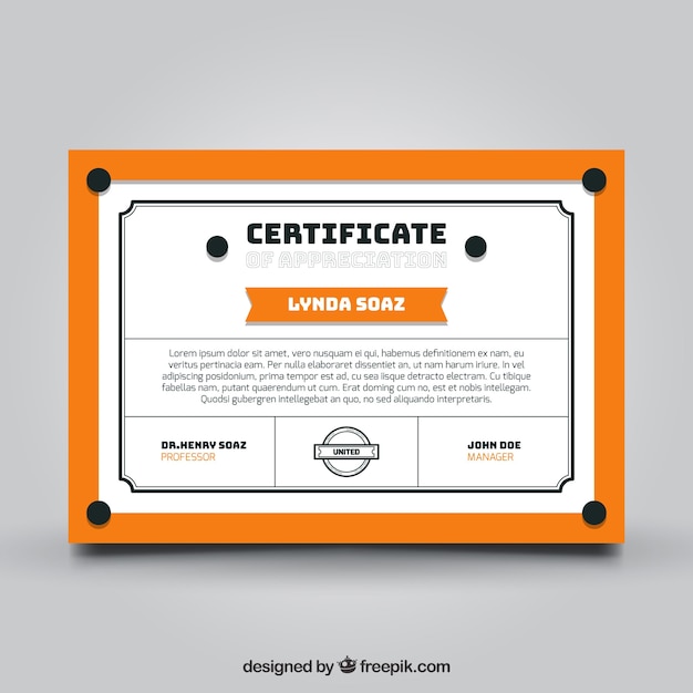 Certificat Graduation Modèle Avec Des éléments D'orange