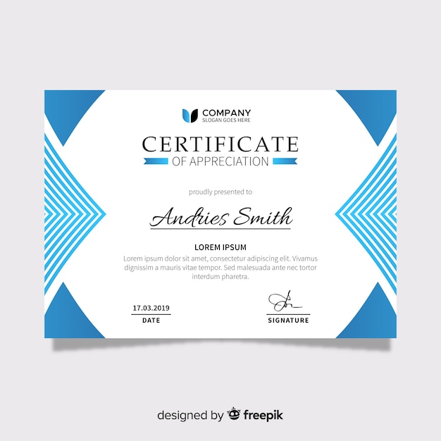 Certificat de modèle de réussite