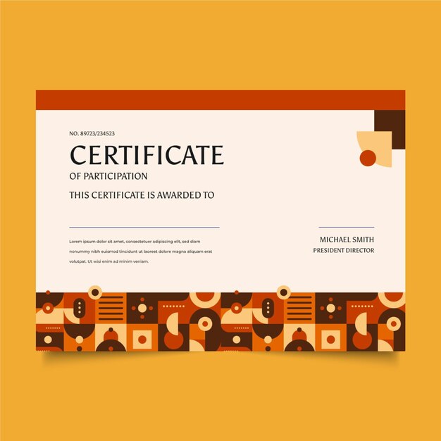 Certificat de mosaïque plate