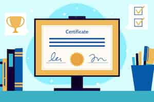 Vecteur gratuit certification en ligne