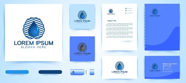 cerveau et goutte d'eau logo Idées Inspiration logo design Template Vector Illustration Isolé Sur