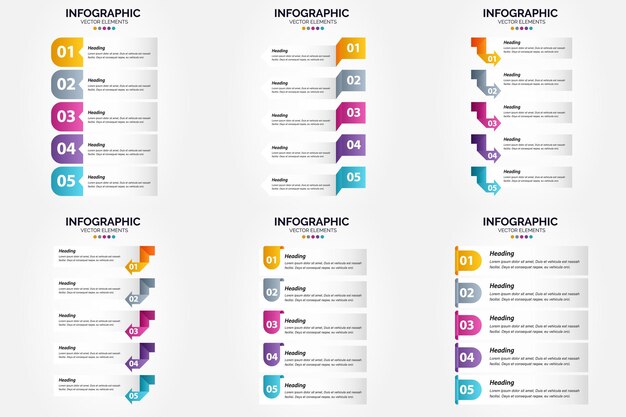 Vecteur gratuit cet ensemble d'infographies vectorielles est idéal pour faire la publicité de votre entreprise dans des brochures, des dépliants et des magazines