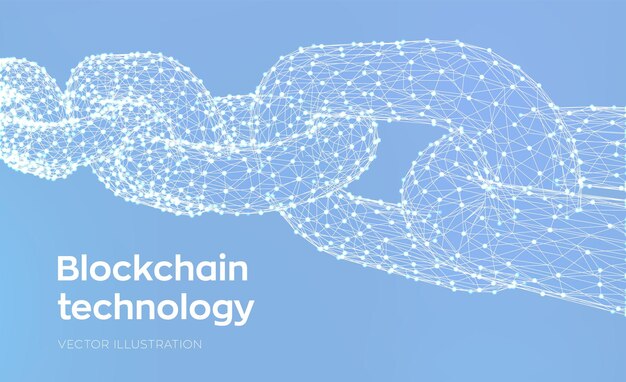 Chaîne de blocs Monnaie crypto Concept de blockchain La chaîne polygonale basse 3D se compose de connexions réseau Concept de code numérique Modèle de crypto-monnaie modifiable Illustration vectorielle